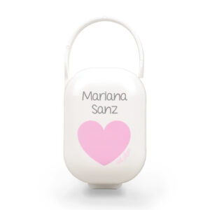 Cajita Portachupetes Personalizada Deco Corazón Rosa