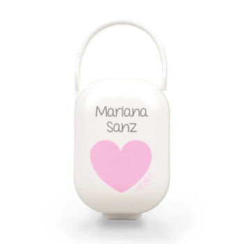Cajita Portachupetes Personalizada Deco Corazón Rosa