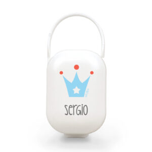 Cajita Portachupetes Personalizada Deco Corona Azul