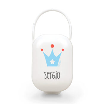 Cajita Portachupetes Personalizada Deco Corona Azul