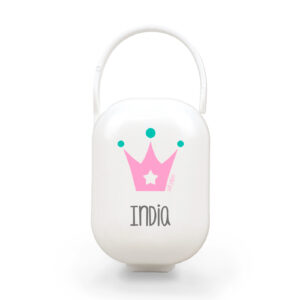 Cajita Portachupetes Personalizada Deco Corona Rosa