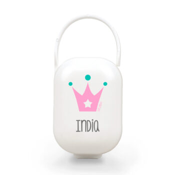 Cajita Portachupetes Personalizada Deco Corona Rosa
