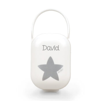 Cajita Portachupetes Personalizada Deco Estrella Plata