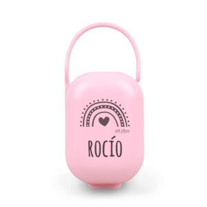 Cajita Portachupetes personalizada Arcoíris, color a elegir