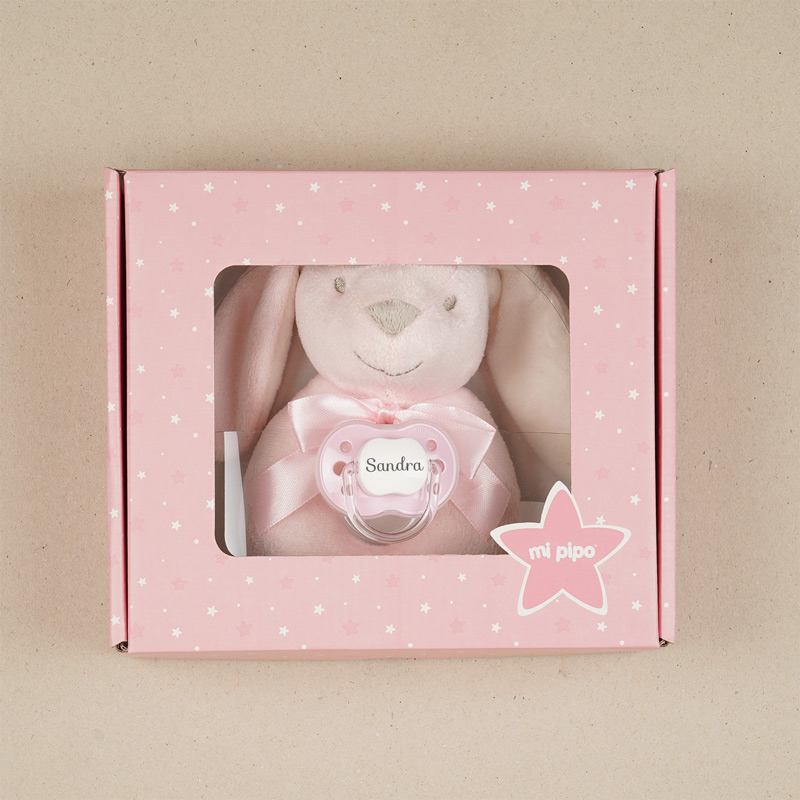 Cajita Sonajero Personalizada Conejito Rosa 1 Cajita Sonajero Personalizada Conejito Rosa