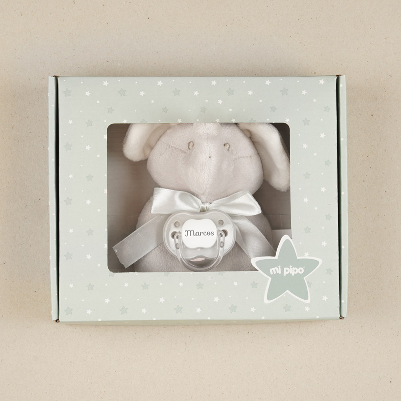 Cajita Sonajero Personalizada Elefante Gris 2 Cajita Sonajero Personalizada Elefante Gris - Imagen 2