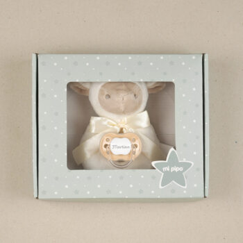 Cajita Sonajero Personalizada Ovejita Beige
