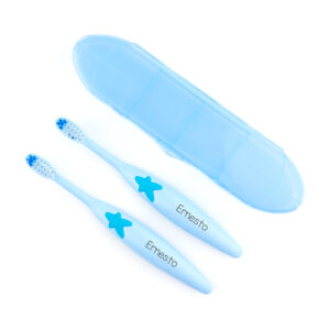 Pack 2 Cepillos dentales personalizados con estuche Azul