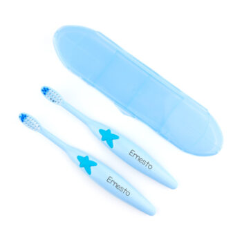 Pack 2 Cepillos dentales personalizados con estuche Azul