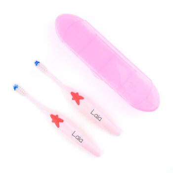 Pack 2 Cepillos dentales personalizados con estuche Rosa