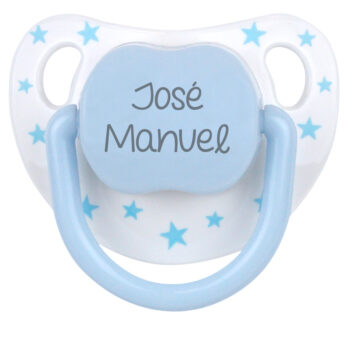 Chupete Personalizado Baby Chic Blanco Azul