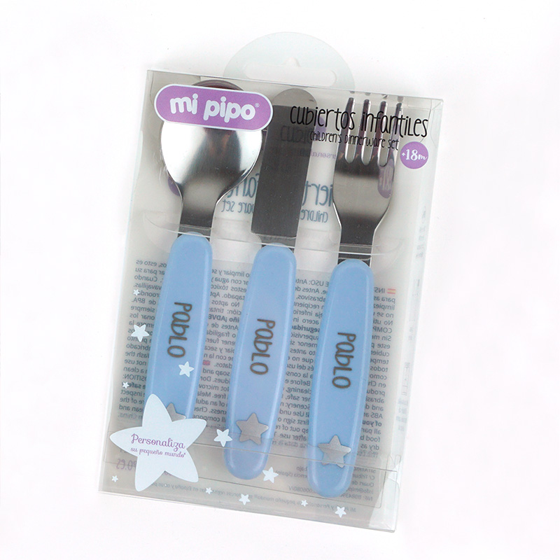 Set Cubiertos de Acero Personalizados Azul 3 Set Cubiertos de Acero Personalizados Azul - Imagen 3