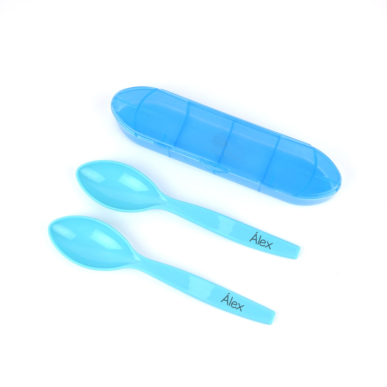 Set 2 Cucharas Senior Personalizadas con estuche Azul 1 Set 2 Cucharas Senior Personalizadas con estuche Azul