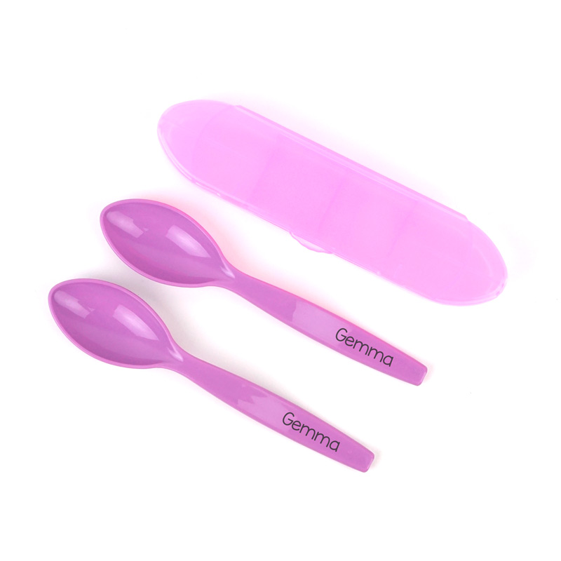 Set 2 Cucharas Senior Personalizadas con estuche Lila 1 Set 2 Cucharas Senior Personalizadas con estuche Lila