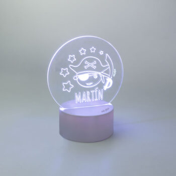Lamparita Led Personalizada Redonda Pirata