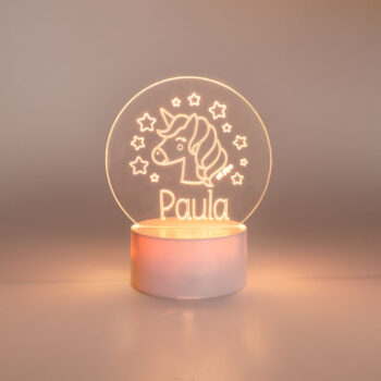 Lamparita Led Personalizada Redonda Unicornio