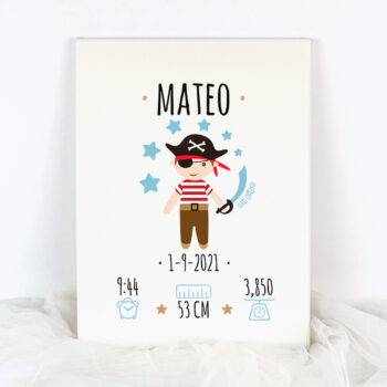Lienzo Datos Nacimiento Personalizado Pirata