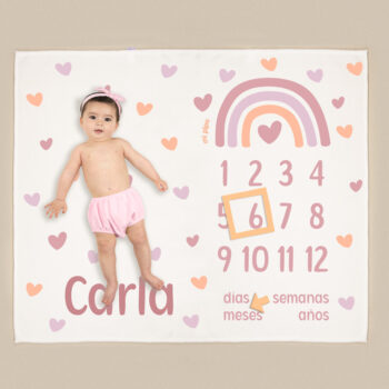 Manta Cumplemés Personalizada Arcoíris Blush