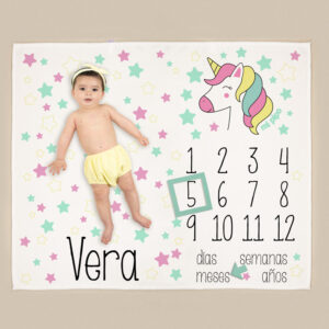 Manta Cumplemés Personalizada Unicornio