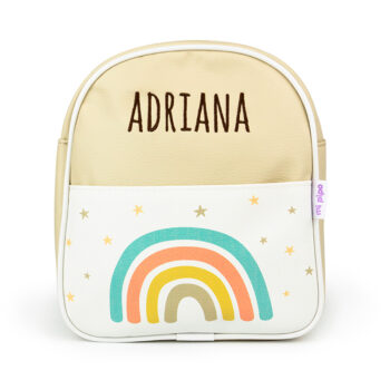 Mochila Guardería Arcoíris Soft Beige Personalizada
