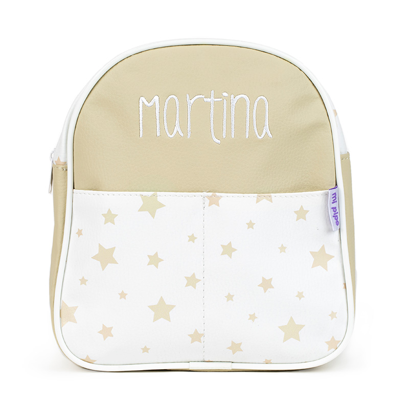 Mochila Guardería Personalizada Estrellas Beige 1 Mochila Guardería Personalizada Estrellas Beige