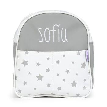 Mochila Guardería Personalizada Estrellas Gris