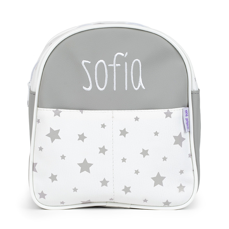 Mochila Guardería Personalizada Estrellas Gris 1 Mochila Guardería Personalizada Estrellas Gris