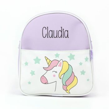Mochila Guardería Unicornio Lila Personalizada