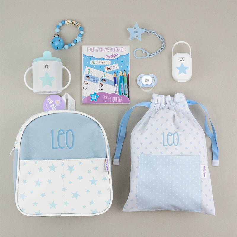Pack El Primero de Clase Personalizado Azul + Regalo Chupetero de Madera 1 Pack El Primero de Clase Personalizado Azul + Regalo Chupetero de Madera