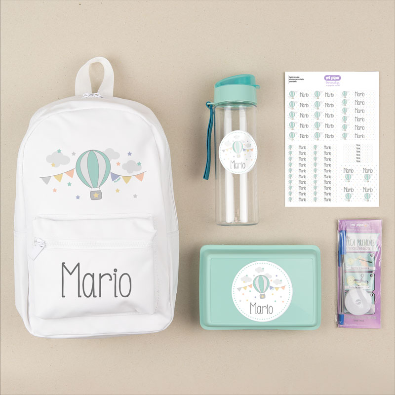 Pack Mi Equipo para el Cole con Mochila Personalizado Globo + Regalo Cinta marcaprendas 1 Pack Mi Equipo para el Cole con Mochila Personalizado Globo + Regalo Cinta marcaprendas