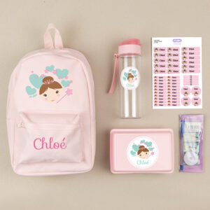 Pack Mi Equipo para el Cole con Mochila Personalizado Hada + Regalo Cinta marcaprendas