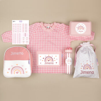Pack Mi Guarde Personalizado Arcoíris Blush + Regalo Cajita Porta Alimentos