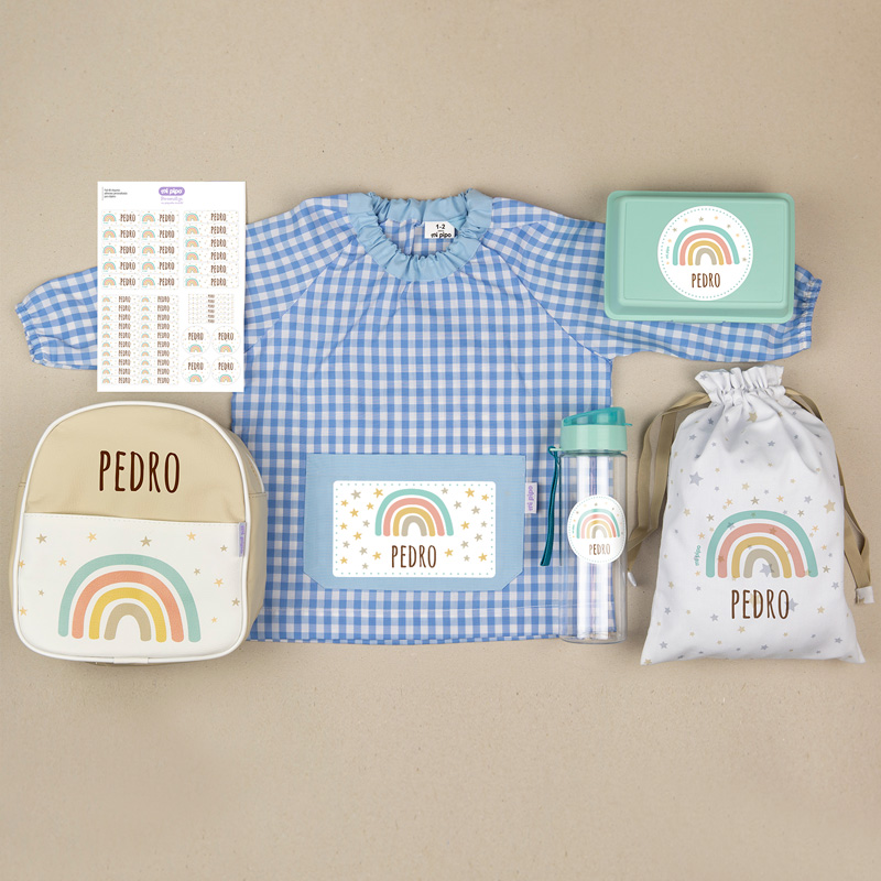 Pack Mi Guarde Personalizado Arcoíris Soft Azul + Regalo Cajita Porta Alimentos 1 Pack Mi Guarde Personalizado Arcoíris Soft Azul + Regalo Cajita Porta Alimentos