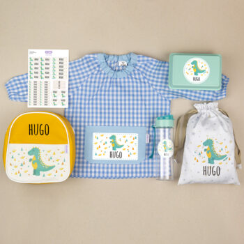 Pack Mi Guarde Personalizado Dinosaurio + Regalo Cajita Porta Alimentos