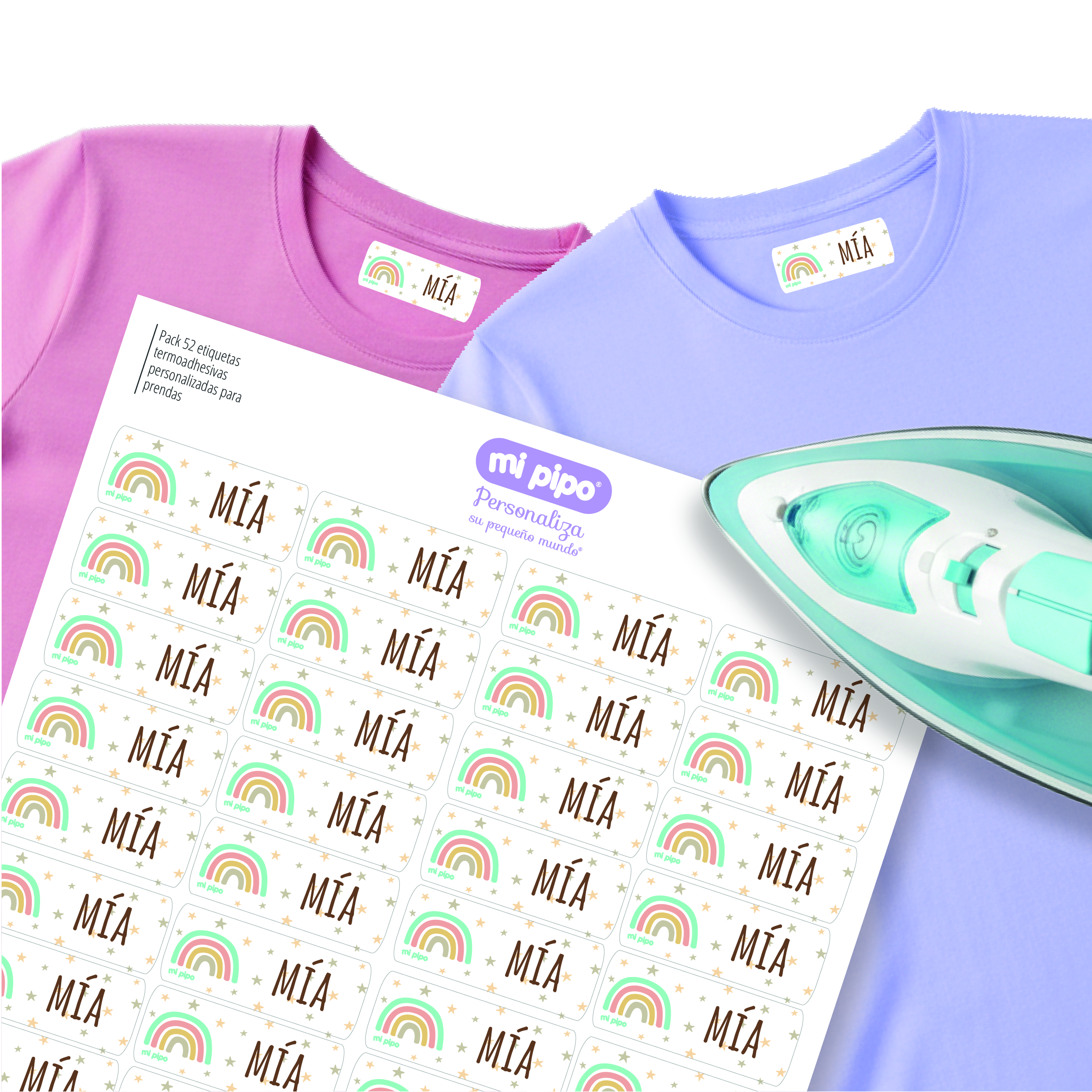 52 Etiquetas para ropa personalizadas Arcoíris Soft 1 Etiquetas para ropa arcoíris soft