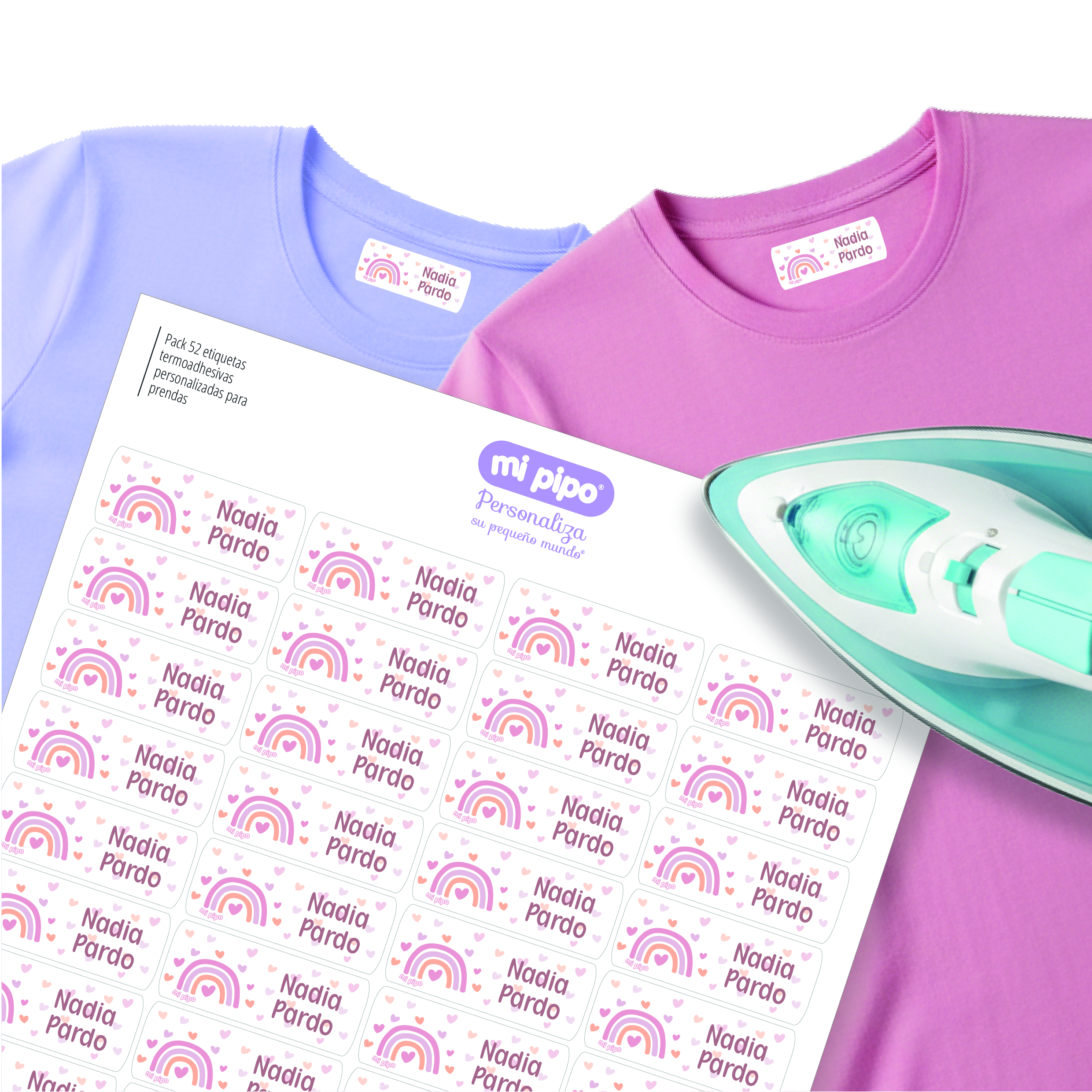 52 Etiquetas para ropa personalizadas Arcoíris Blush 1 52 Etiquetas para ropa personalizadas Arcoíris Blush