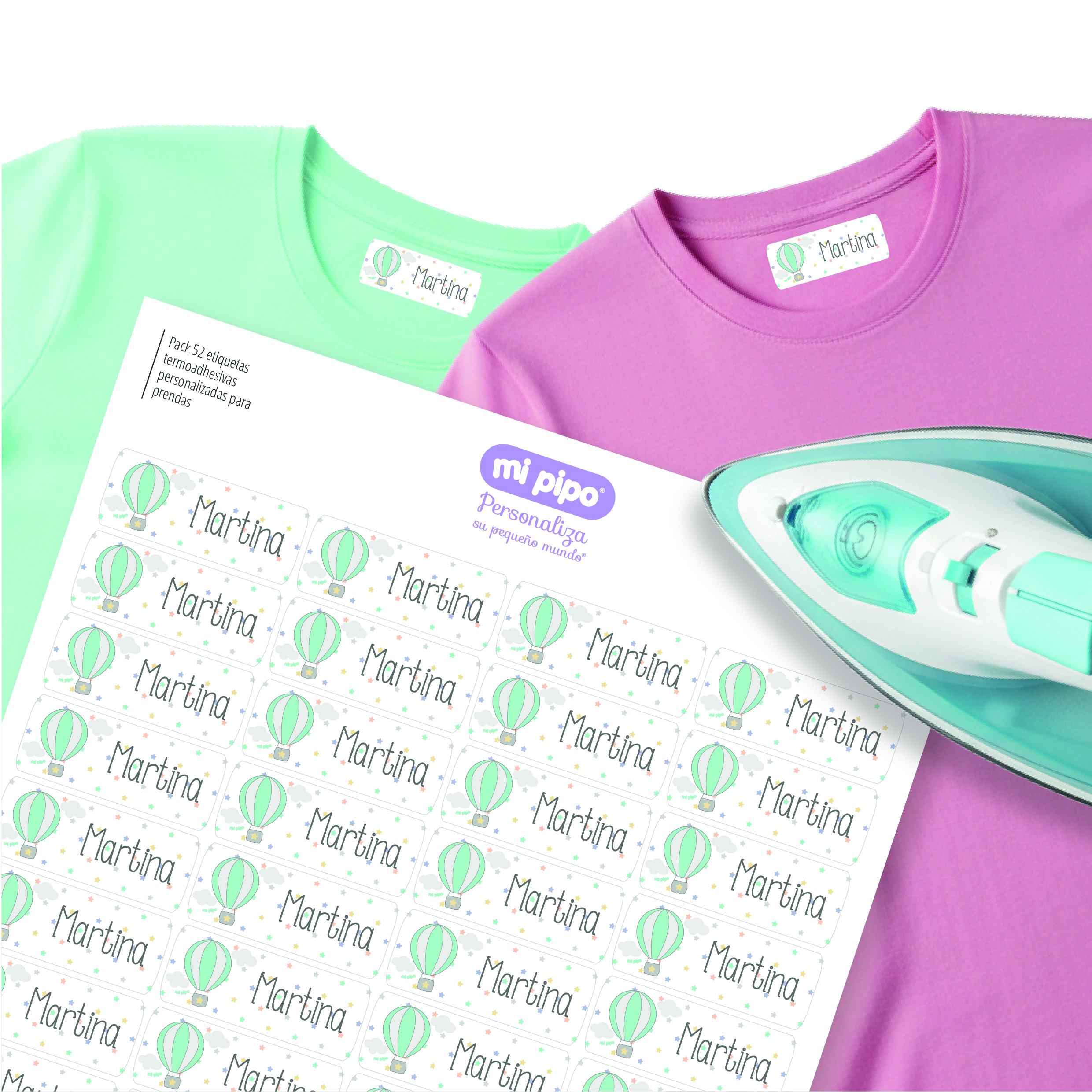 52 Etiquetas para ropa personalizadas Globo 1 Etiquetas para ropa Globo