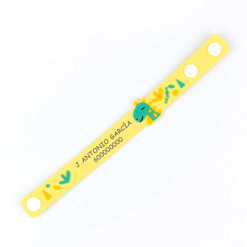 Pulsera Identificativa Personalizada Dinosaurio 1 pulseras identificativas niños