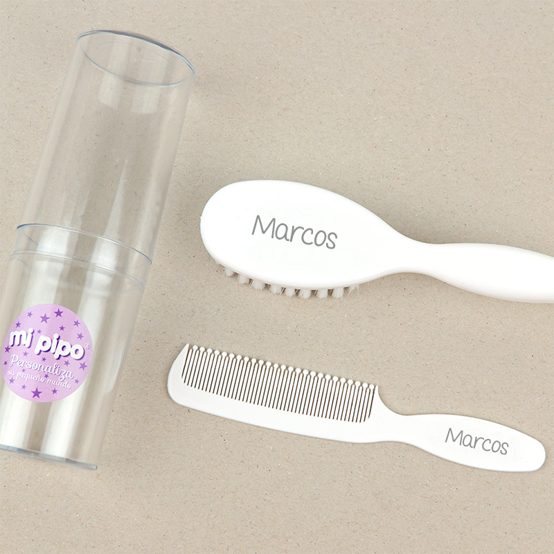 Cepillo y Peine personalizados Blanco 1 Cepillo y Peine personalizados Blanco