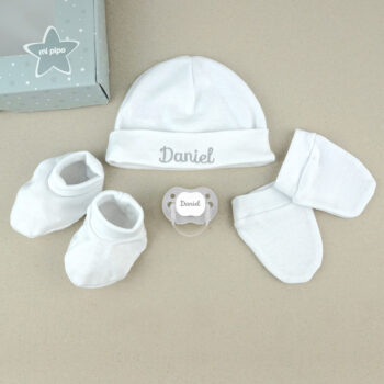 Cajita Set Recién Nacido Personalizada Gris