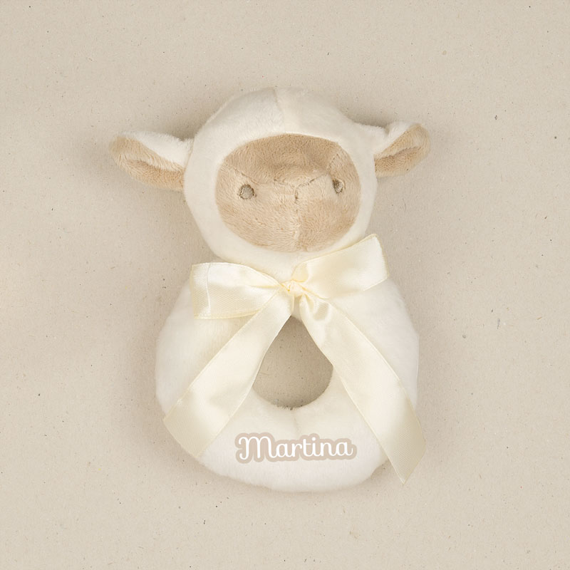 Sonajero Cabecitas Ovejita Beige Personalizado 1 sonajero de ovejita