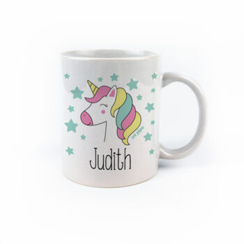 Taza con asa de cerámica o plástico Personalizada Unicornio