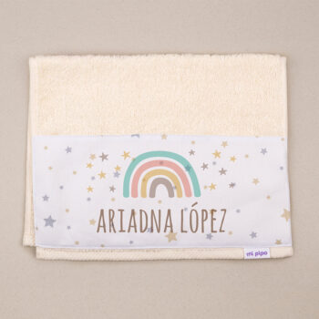 Toallita Personalizada Arcoíris Soft Beige