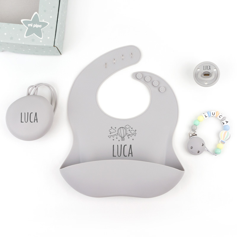 Cajita Gummy Globo Gris 1 pack bebé personalizado mipipo