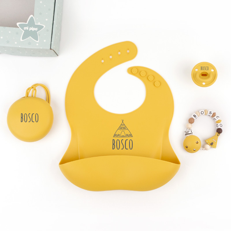 Cajita Gummy Tipi Mostaza 1 pack personalizado bebé amarillo