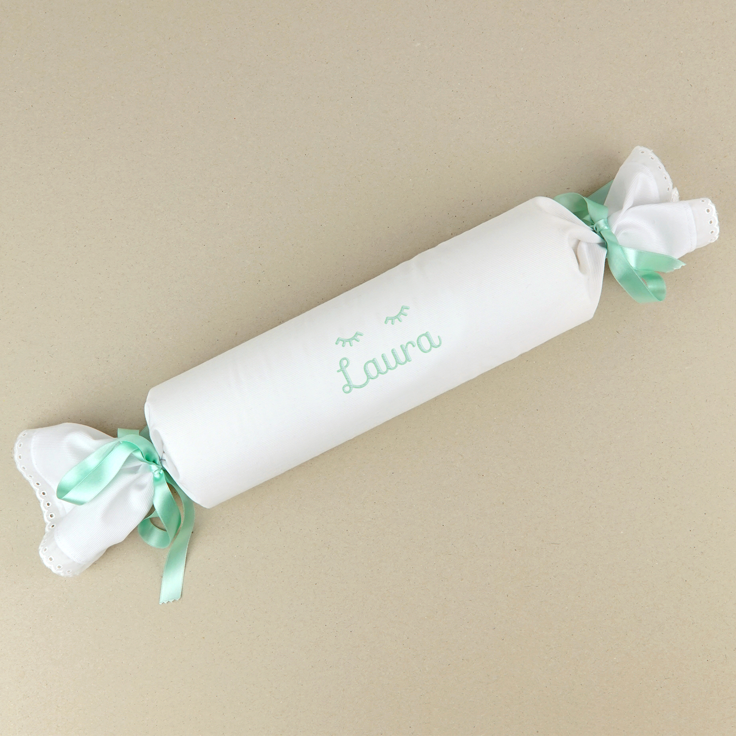 Cojín Antivuelco Caramelo Blanco y Menta personalizado 1 Cojín Antivuelco Caramelo Blanco y Menta personalizado