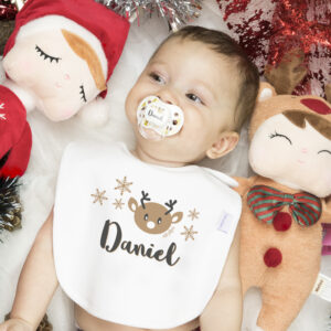 Babero Navidad Reno Bebé personalizado