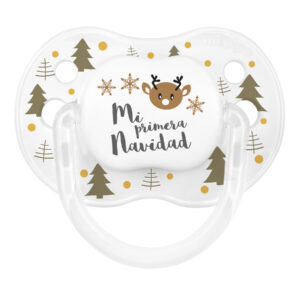 Chupete Classic Deco Navidad Blanco Árboles Dorados Mi Primera Navidad