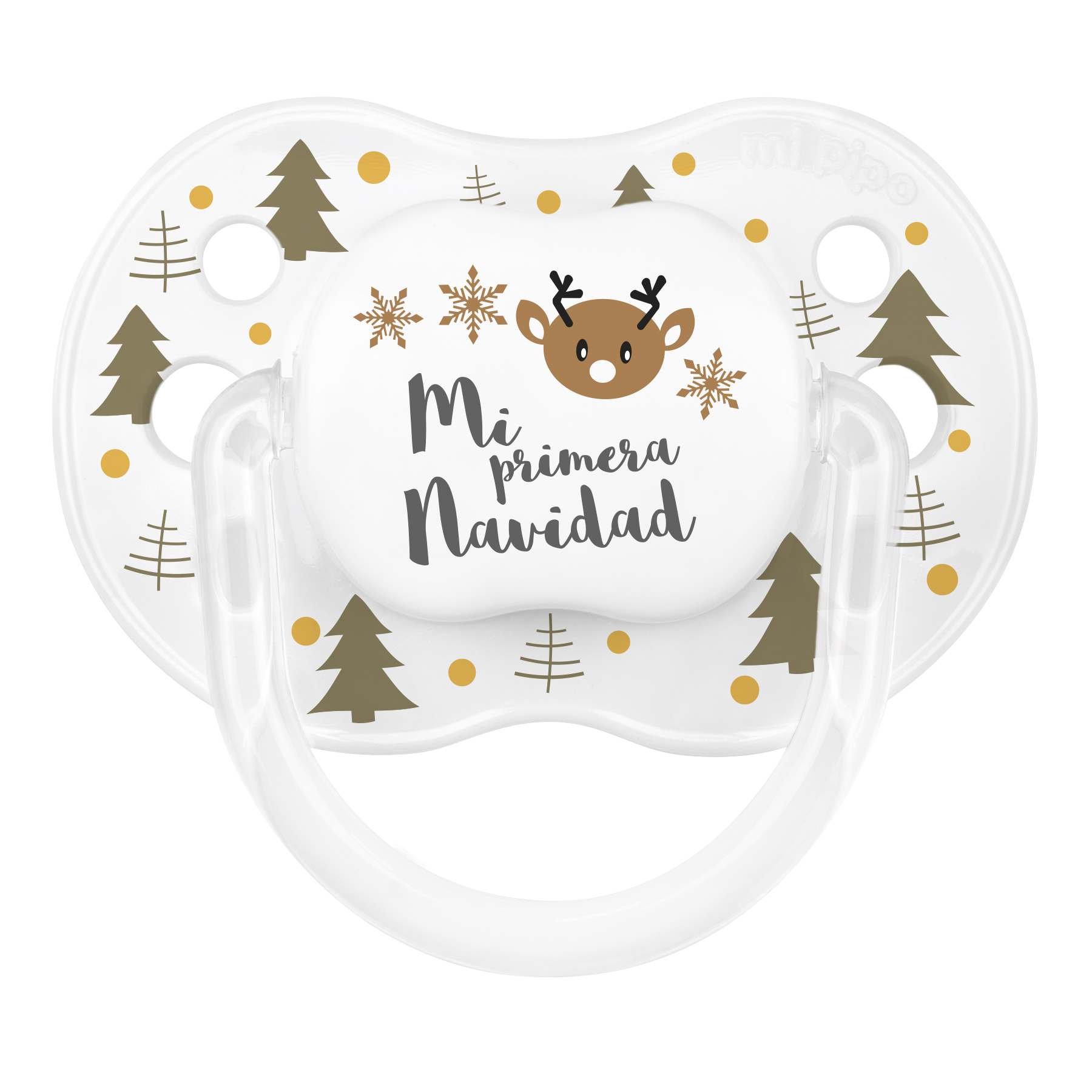 Chupete Classic Deco Navidad Blanco Árboles Dorados Mi Primera Navidad 1 Chupete Classic Deco Navidad Blanco Árboles Dorados Mi Primera Navidad