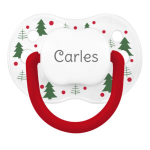 Chupete Personalizado Classic Deco Navidad Blanco Árboles Verdes